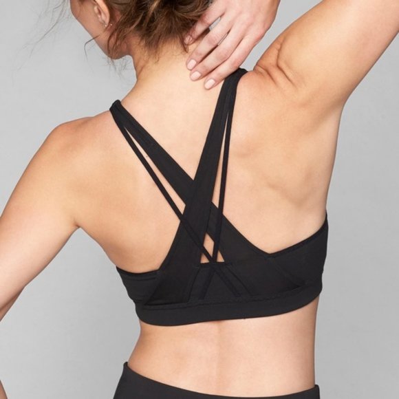 Athleta Other - Athleta Black Transcendence Powervita Strappy Sports Bra Size S